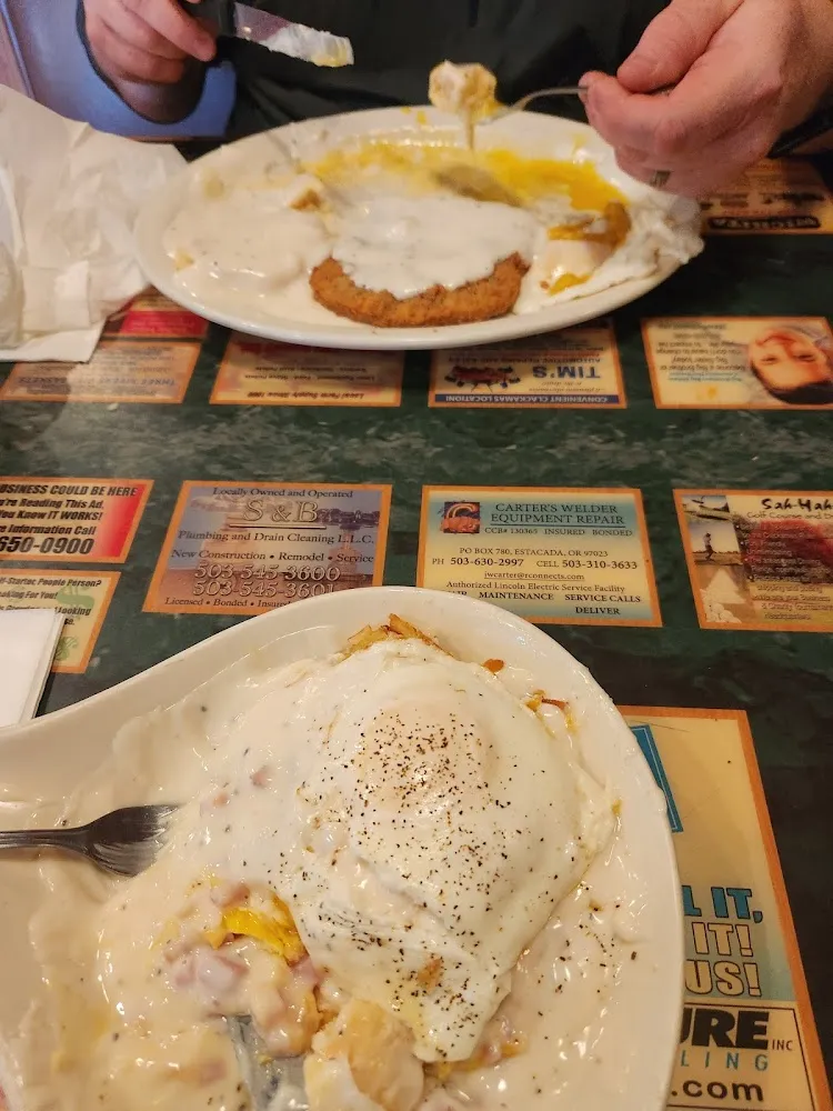 Mountain Stack and Chicken Fried Steak and Eggs